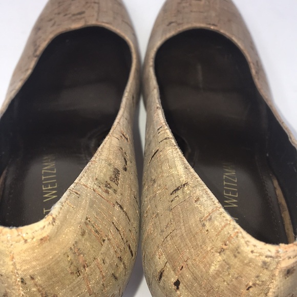 Stuart Weitzman Bronze Cork-look Pumps - Picture 4 of 13